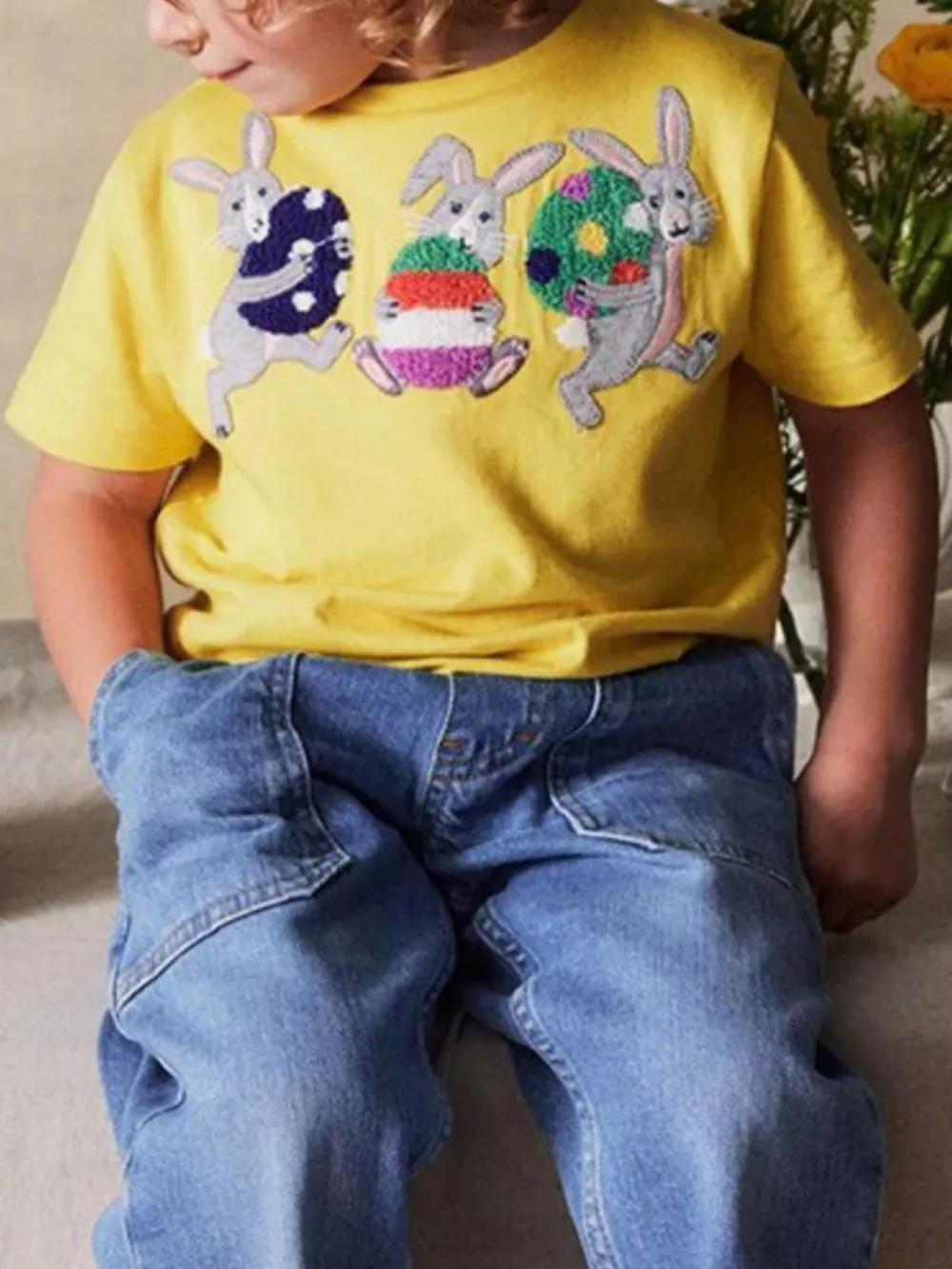 Children's Bunny Embroidered Short Sleeve T-Shirt