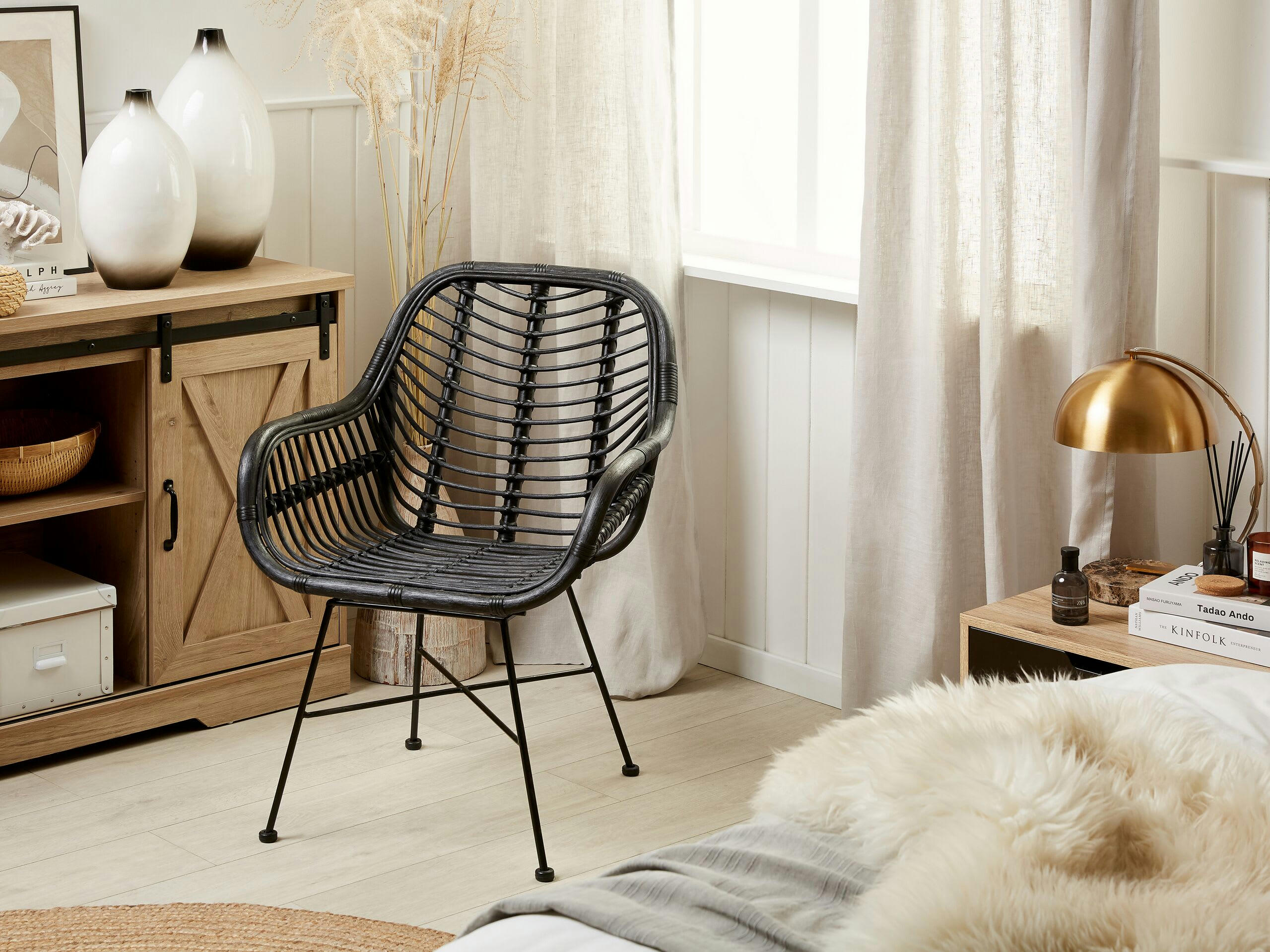 CANORA - Chaise en rotin noir