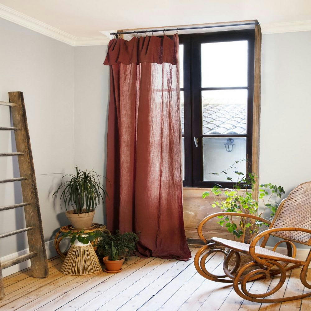- Rideau ajustable gaze de coton orange 140x300 cm