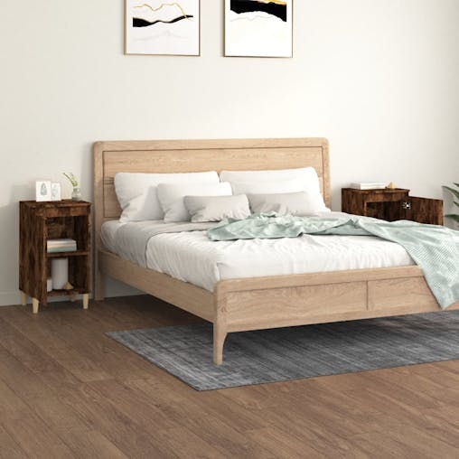 NNEVL Bedside Cabinets 2 pcs Smoked Oak 40x35x70 cm Engineered Wood