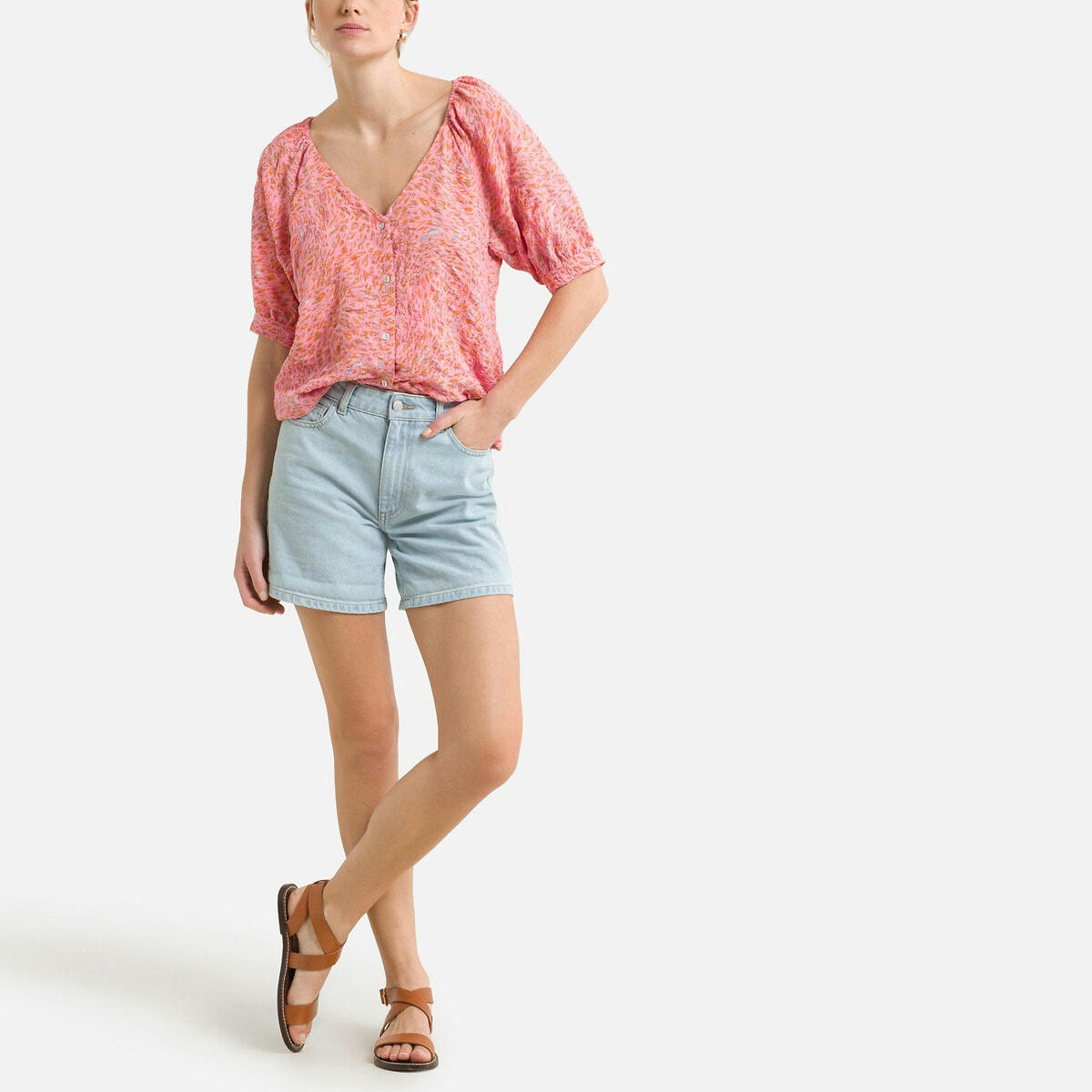 Blouse manches courtes, imprimé léopard