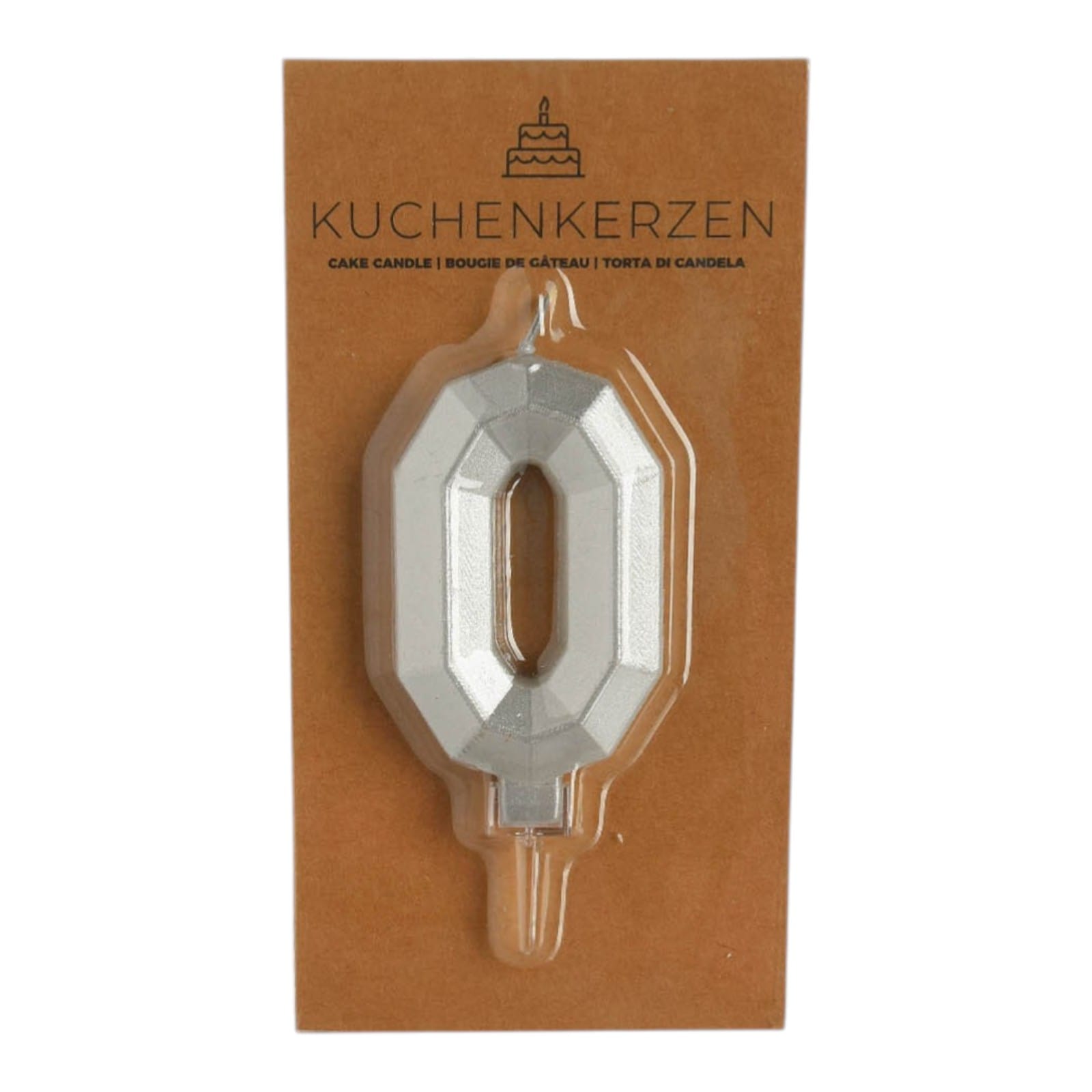 Kuchenkerze Zahl 0 Silber,H 75 mm