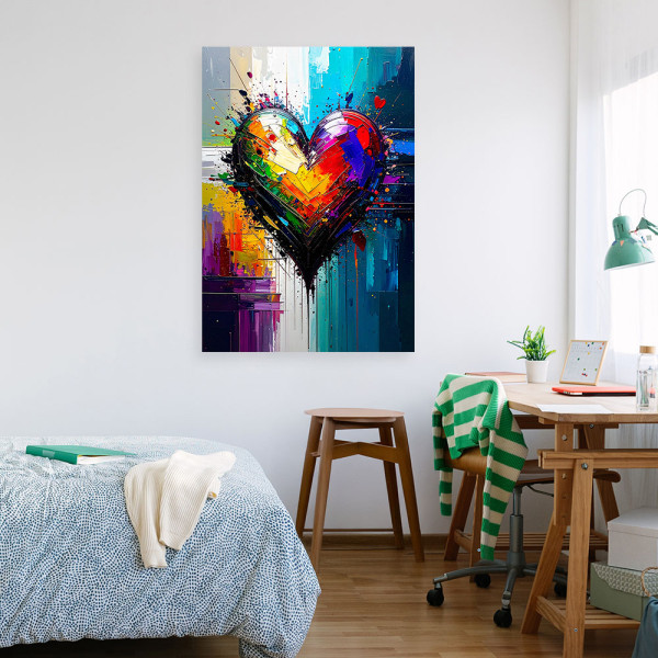 Obraz do salonu sypialni, Graffiti Kolorowe Serce Abstrakcja 20x30