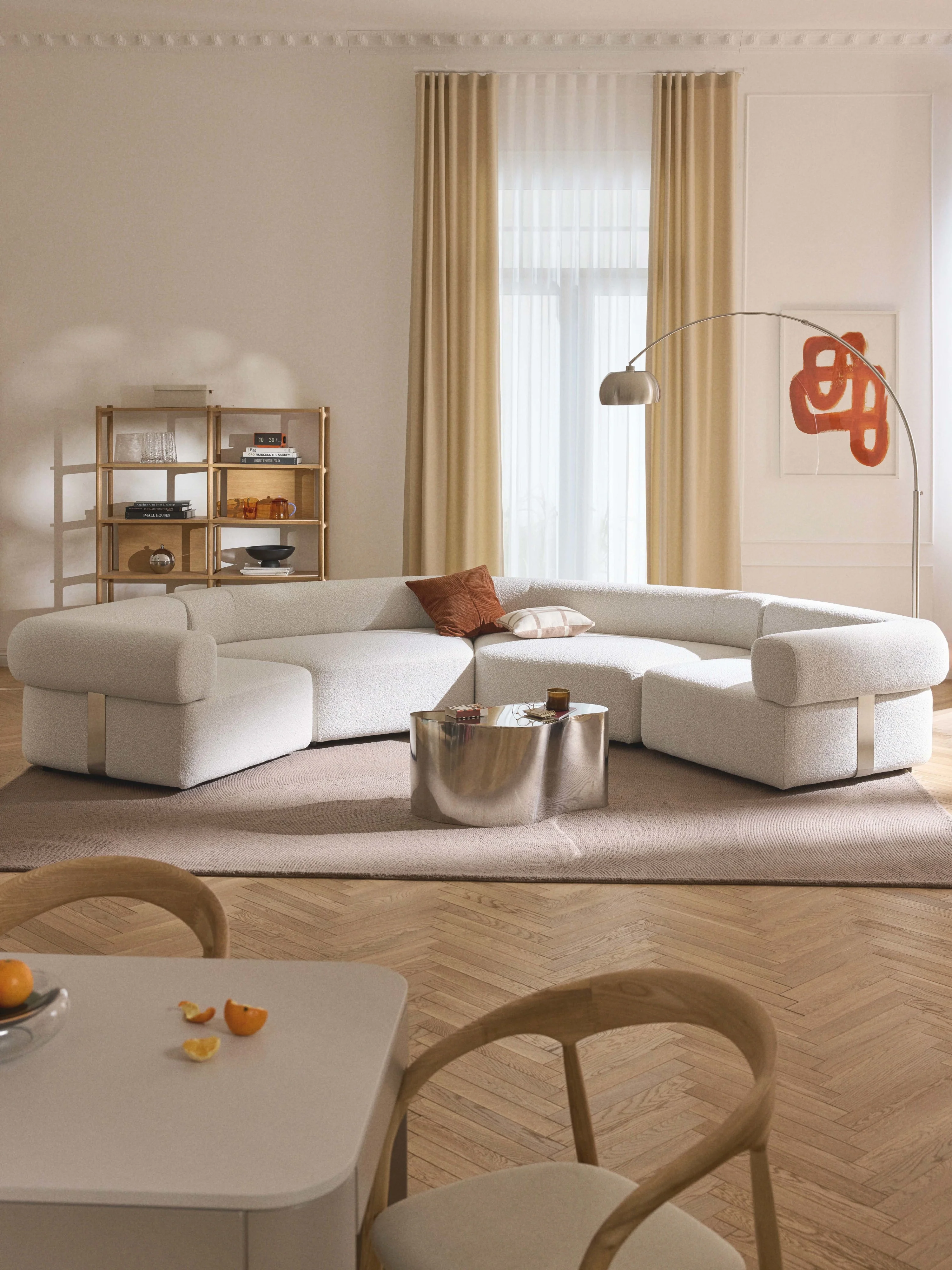 Großes modulares Bouclé-Sofa Anton