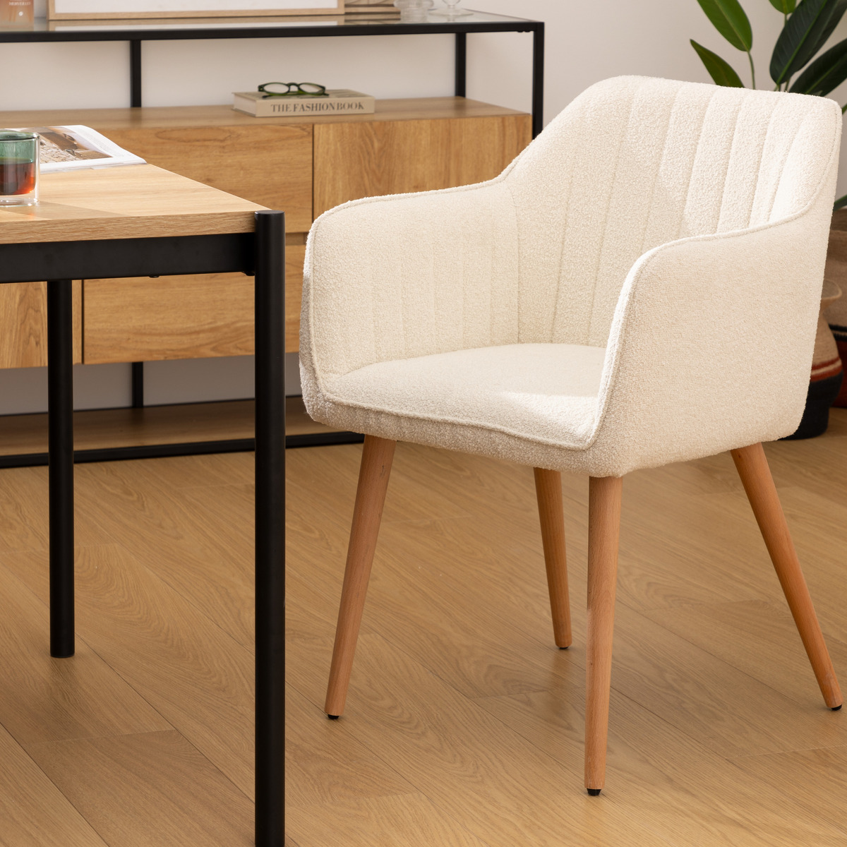 Dining chair "Visoca" Bouclette, White, 1 seat