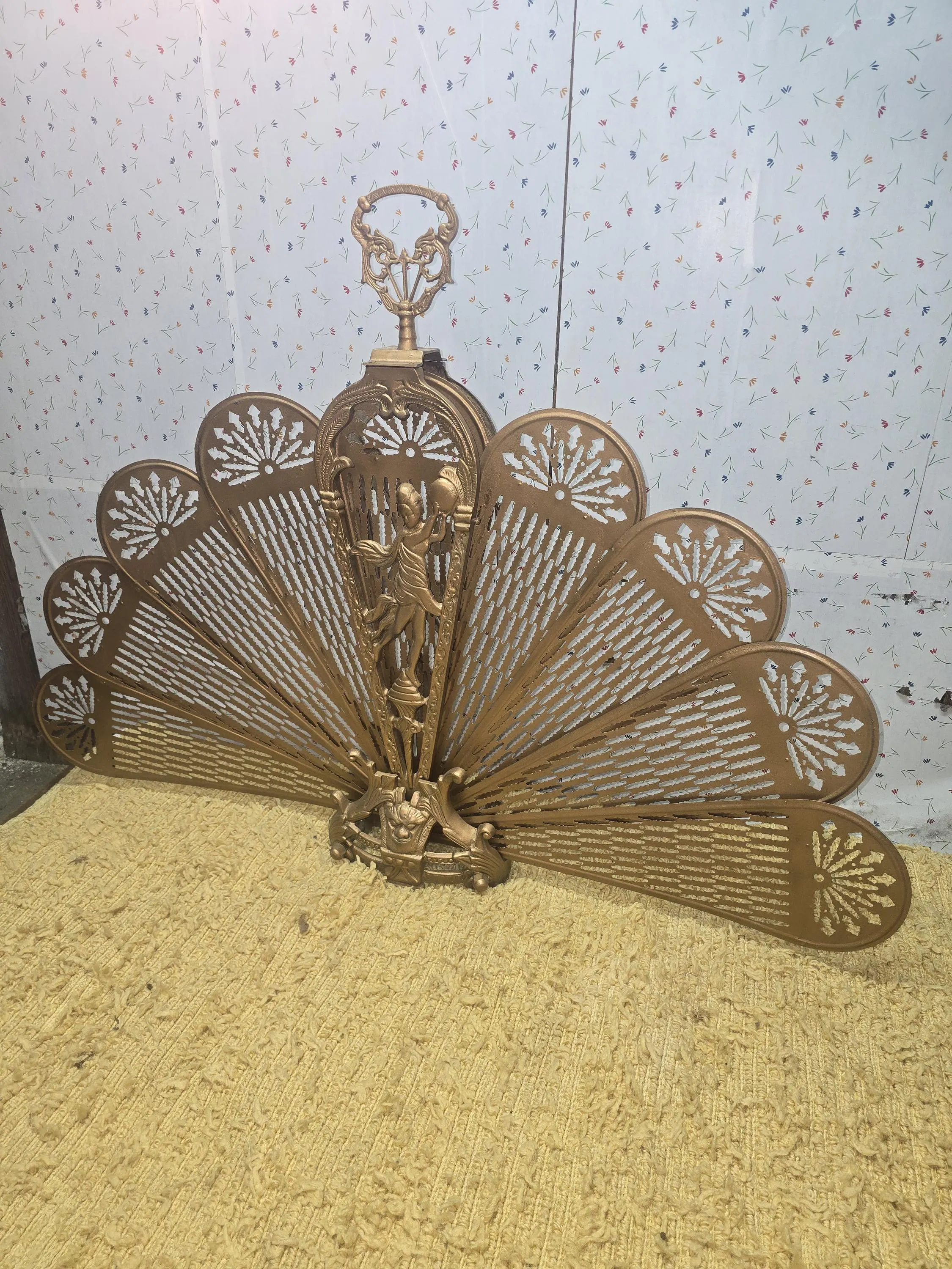 Metal Peacock fireplace screen