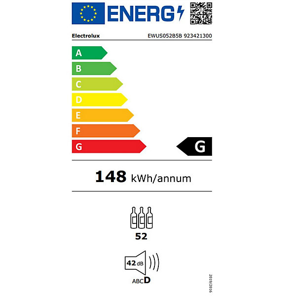 Cave à vin de service 52 bouteilles noir Electrolux EWUS052B5B