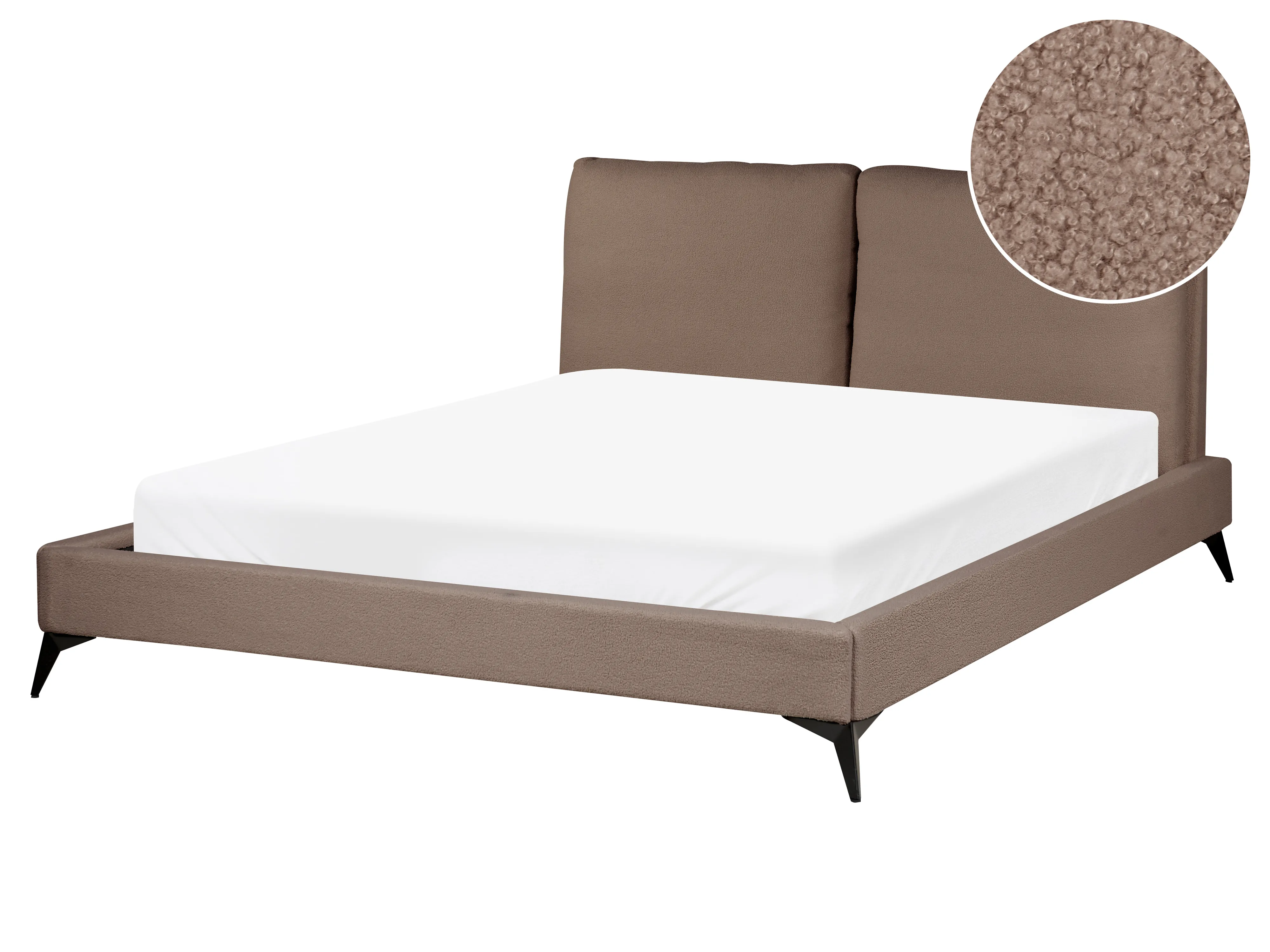 Bed Boucle MELLE 140 x 200 cm (EU Double) Brown