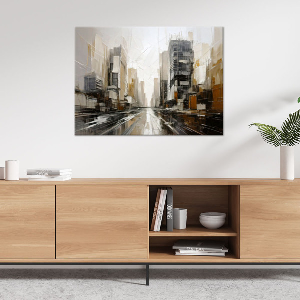 Feeby Obraz do salonu, Pejzaż miejski abstrakcja w szarościach 60x40