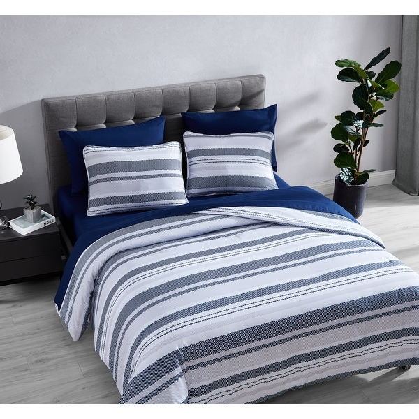 Cedar 7 Piece Bed in a Bag Comforter Set Gray & Navy