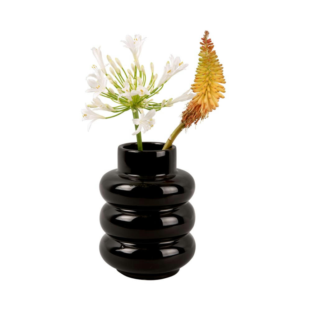 BOBBLY GLAZED - Vase en céramique noir  H 19,5cm