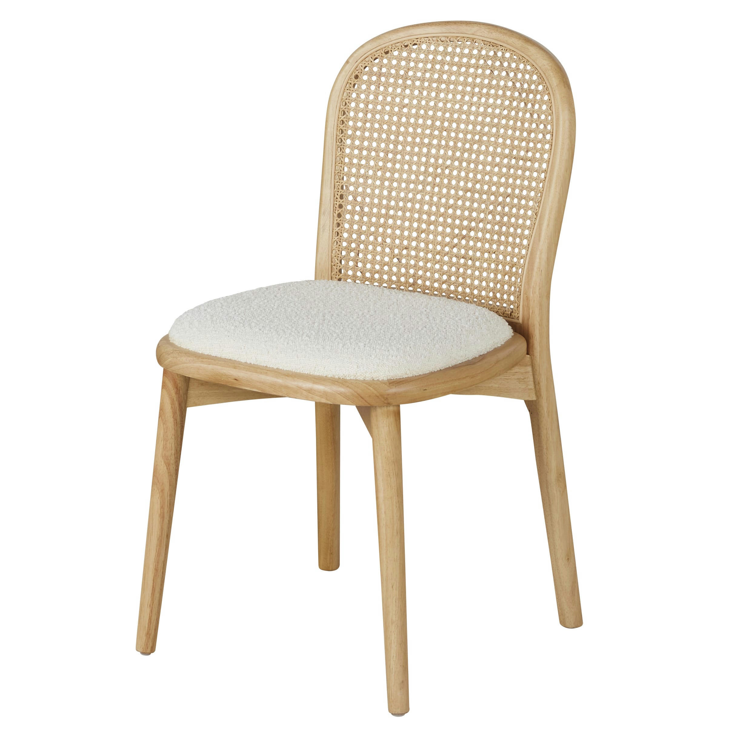 Malek Business - Chaises en tissu écru effet laine bouclée (x2)