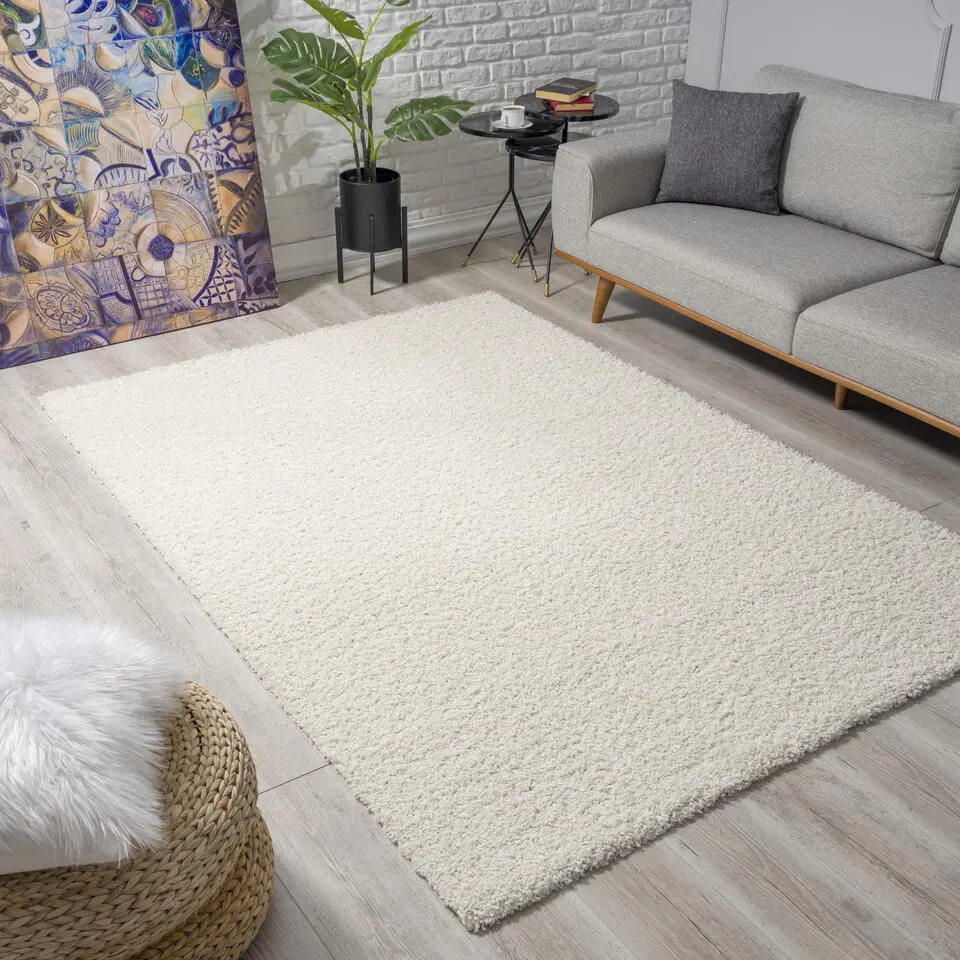 Loca Shaggy Vloerkleed Creme Hoogpolig - 200x290 CM