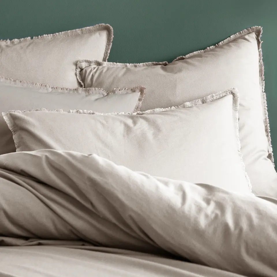 Matt & Rose Set Kussenslopen Beige - 50 x 70 cm - Gewassen Katoen