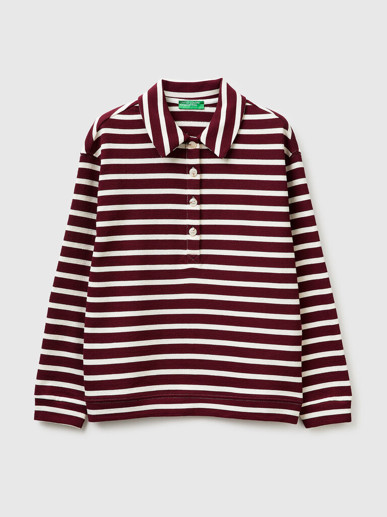 Striped sweatshirt polo shirt