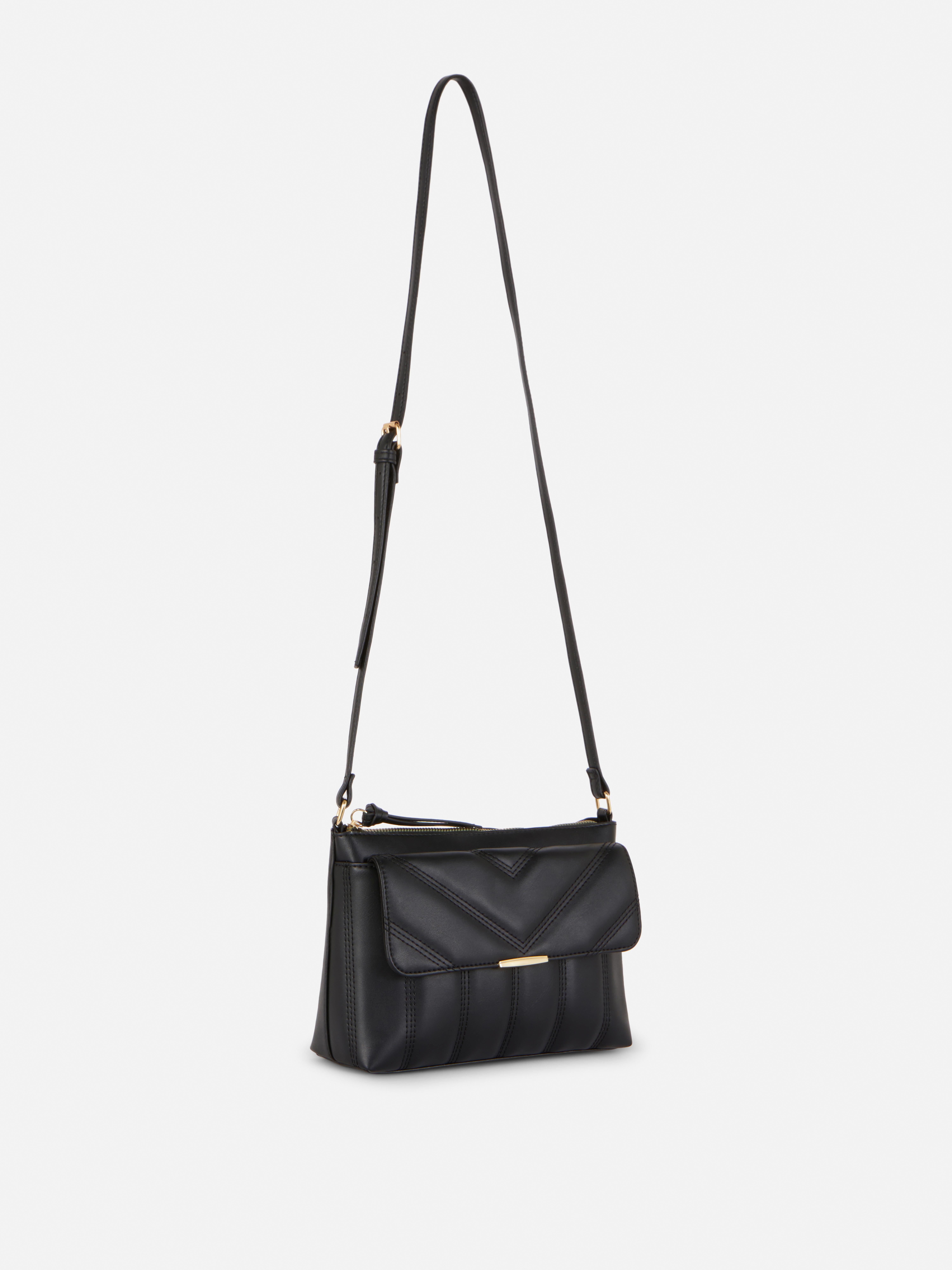 Faux Leather Quilted Crossbody Bag