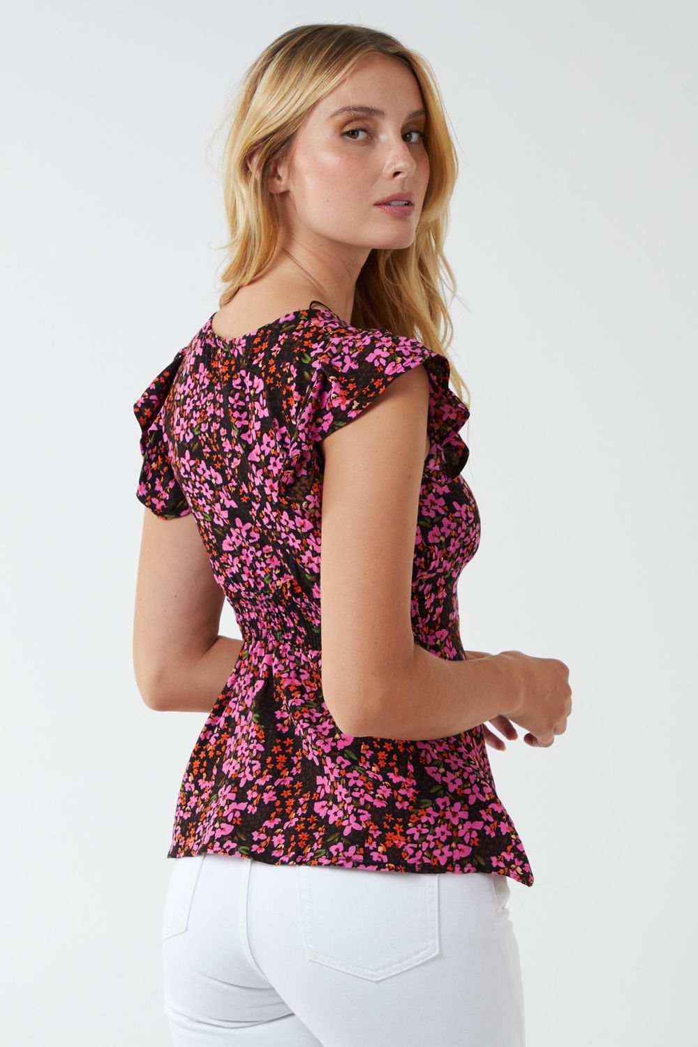 Blue Vanilla Milkmaid Button Front Peplum Top