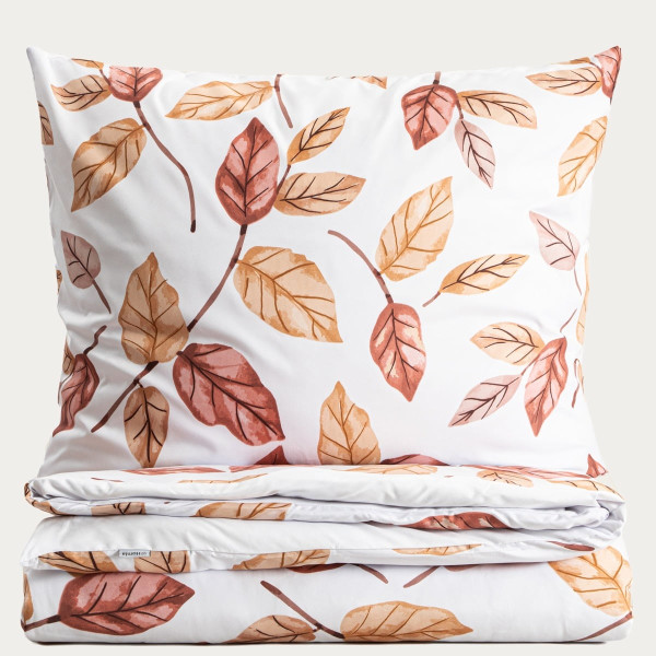 Pościel LEAFY z mikrofibry w motyw liści 220x200cm   2 x 70x80cm HOMLA