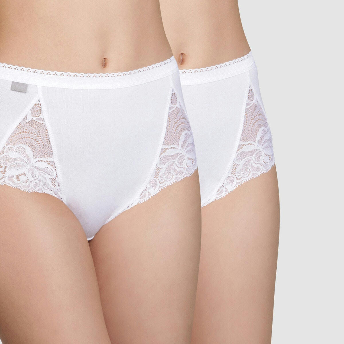 Lot de 2 slips midi en coton et dentelle