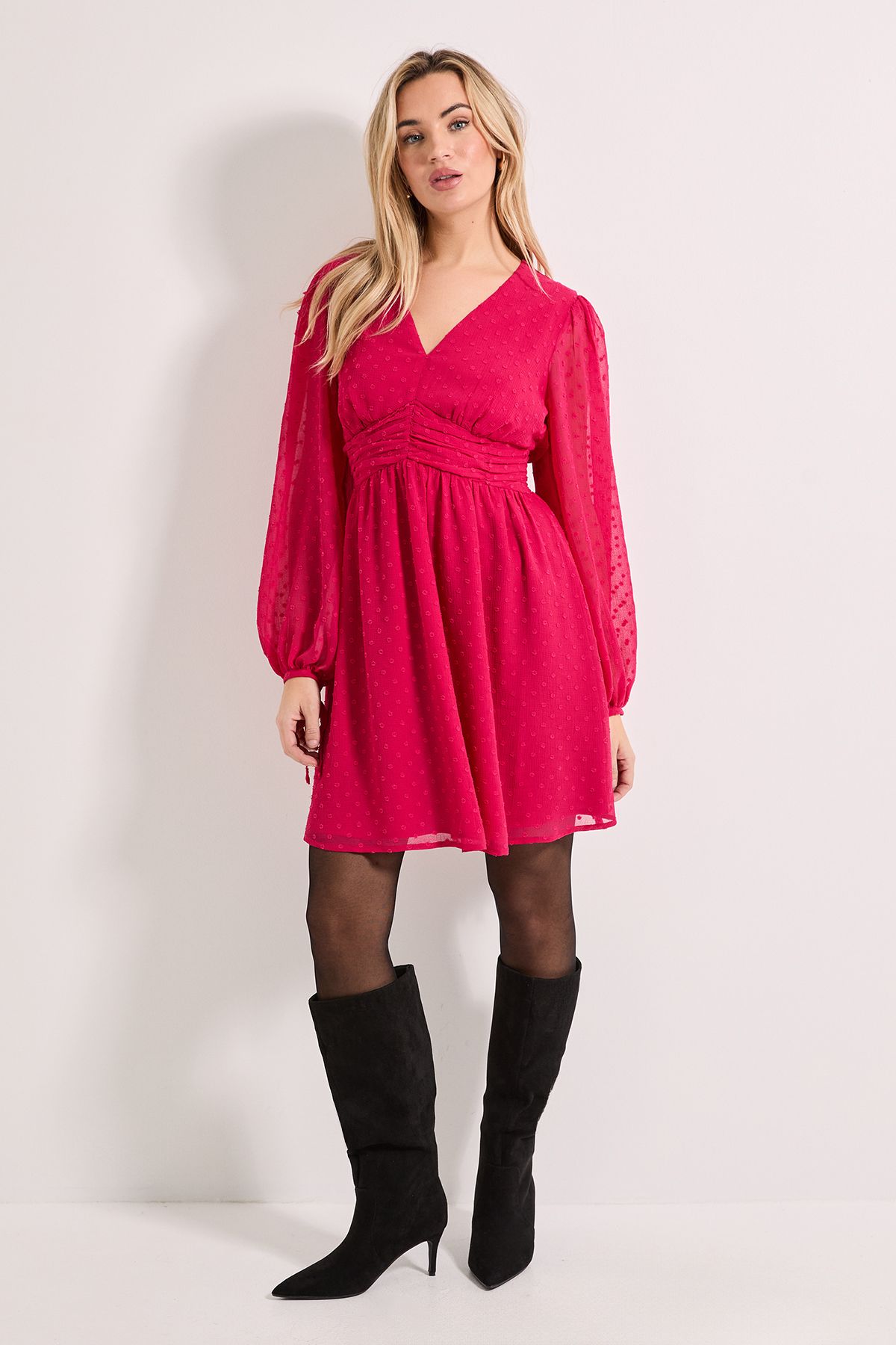 Dorothy Perkins Gathered Waistband Detail Chiffon Mini Dress