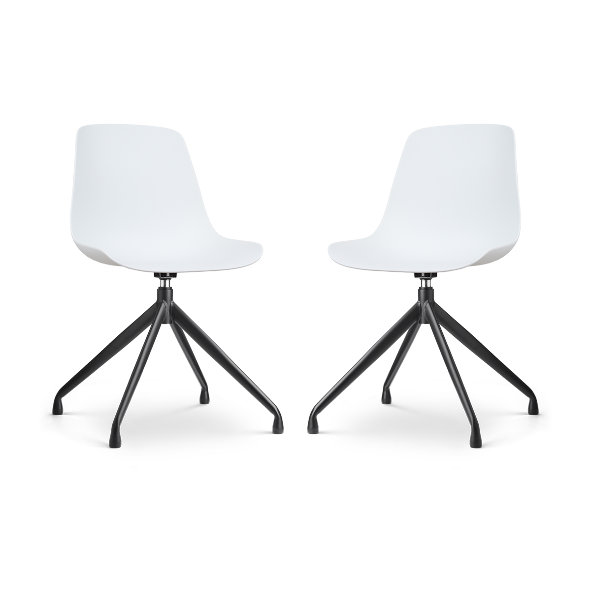 Nolon Nola-Pip Draaibare Eetkamerstoelen Wit - Zwart Onderstel - 2x