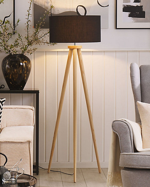 Lampadaire NITRA Bois de chêne Noir