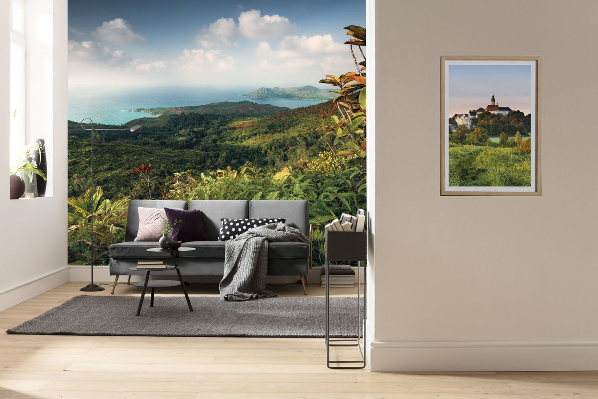 Sanders & Sanders fotobehang tropisch landschap groen en blauw - 450 x 280 cm - 612630