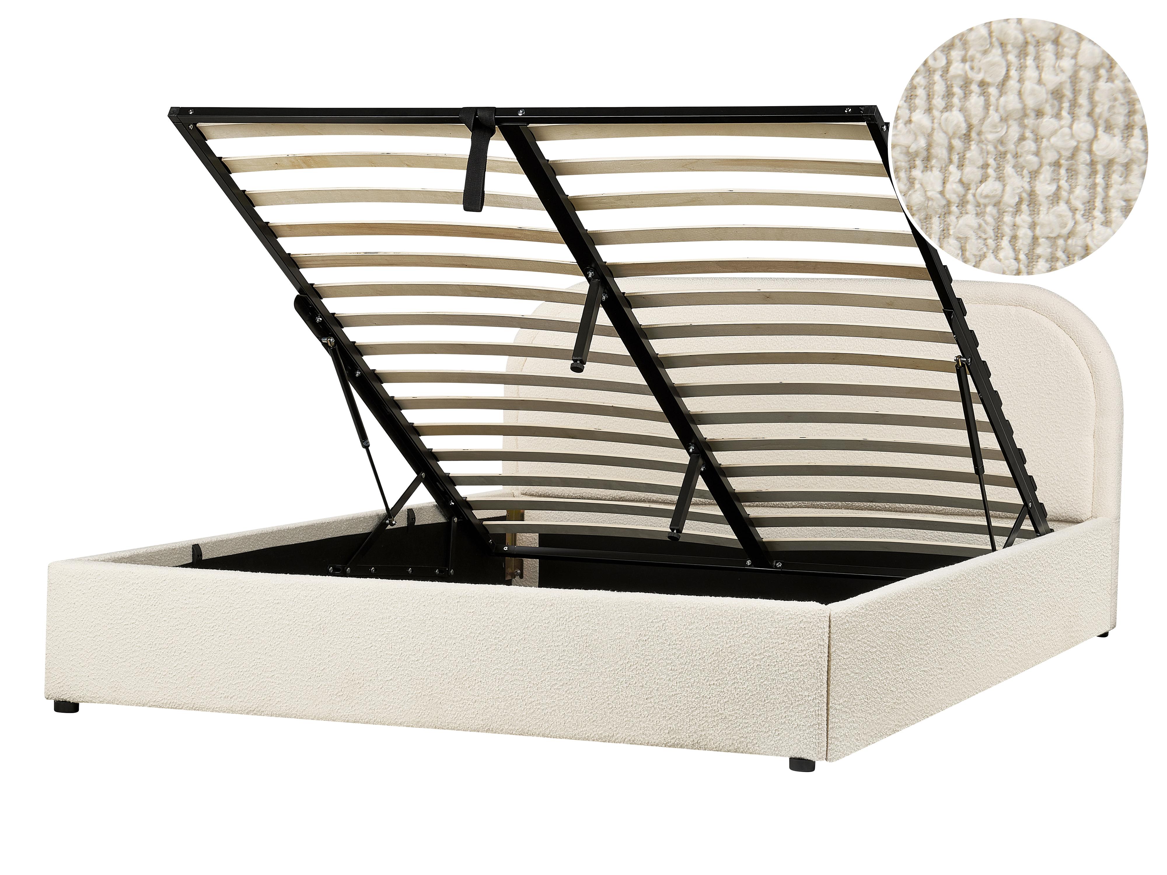 Ottoman Bed Boucle QUILLIEN 140 x 200 cm (EU Double) Light Beige