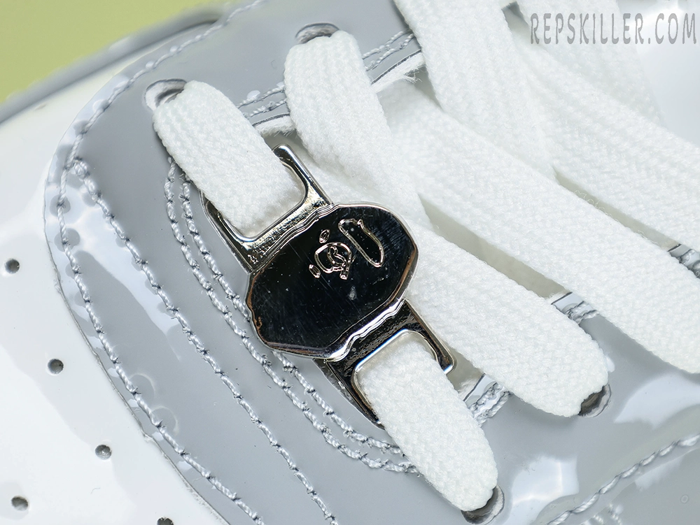 A BATHING APE BapeSta Grey Patent Leather Low Sneakers