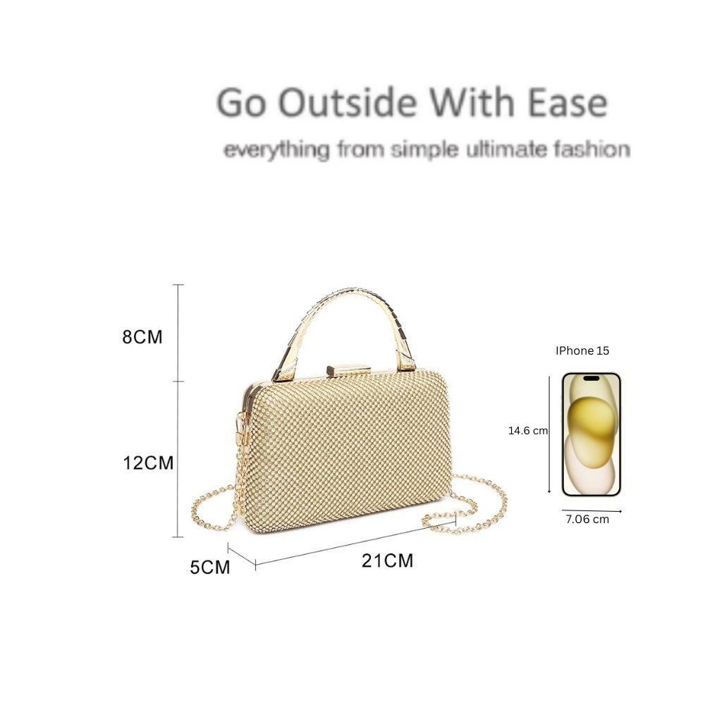 Kitise Shiny Evening Clutch Bag With Handle & Chain Strap