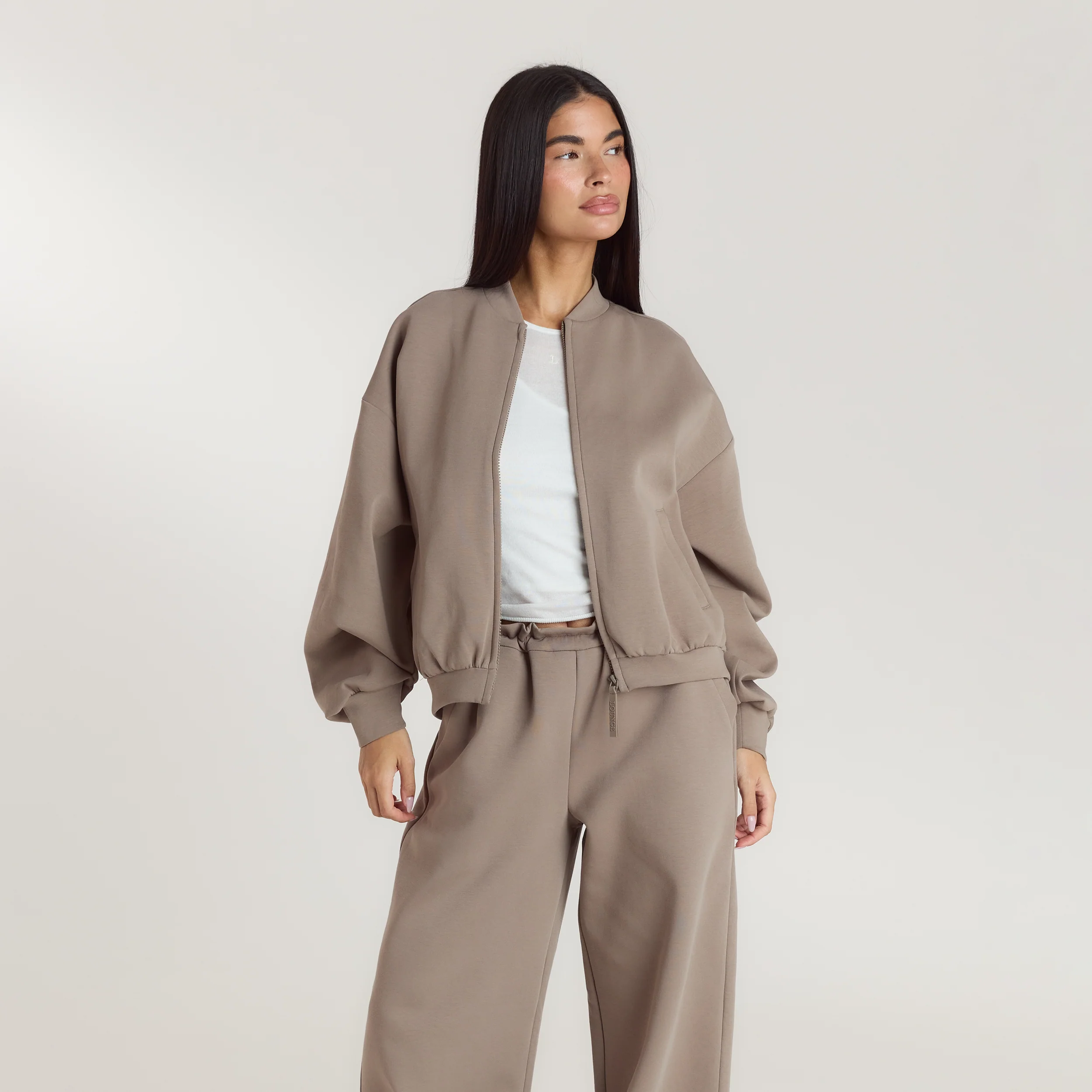 Neoprene Bomber Jacket - Taupe