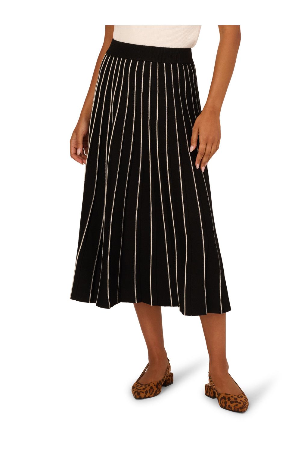 Adrianna Papell Pleated Pinstripe Skirt