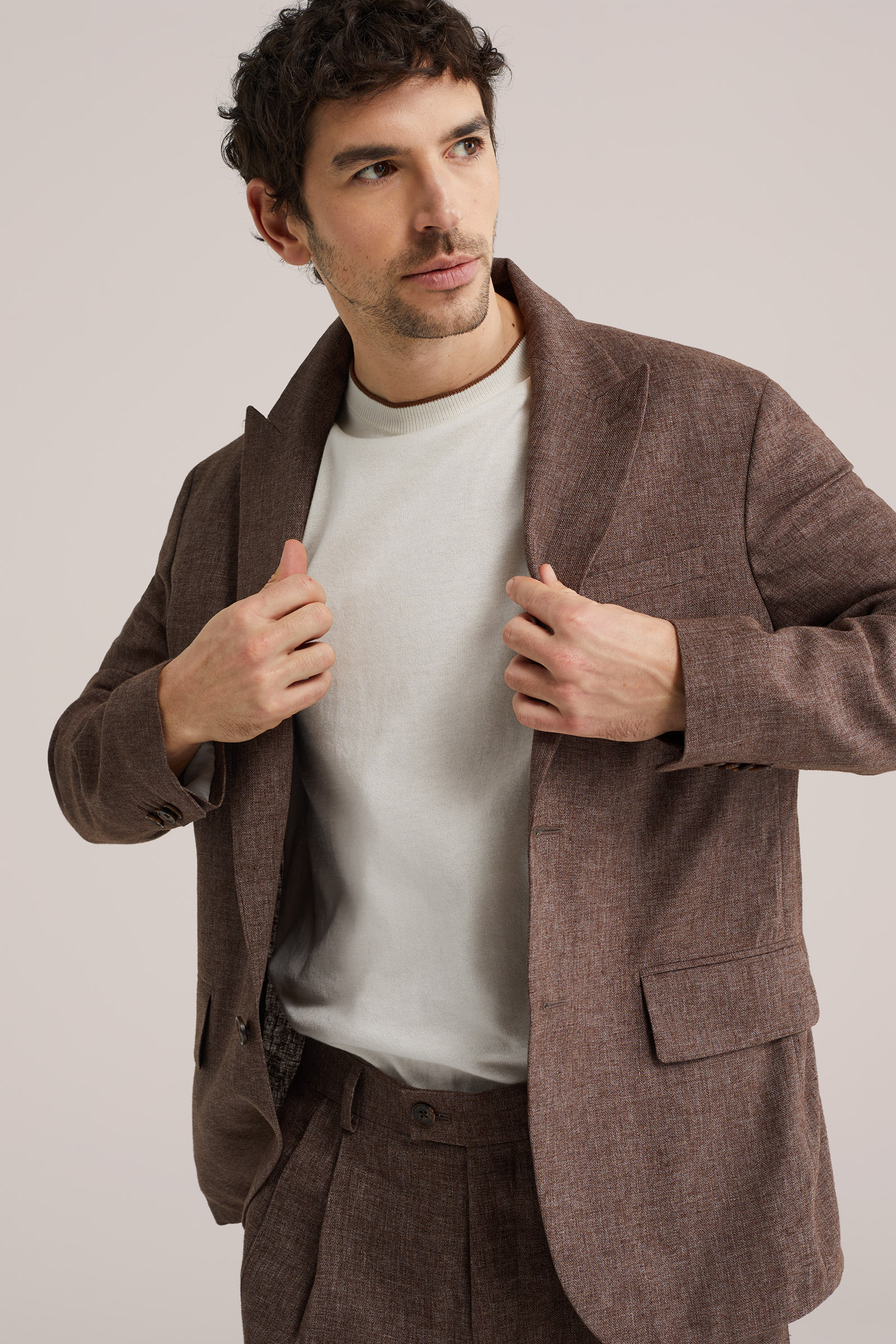 Heren regular fit blazer van linnenmix