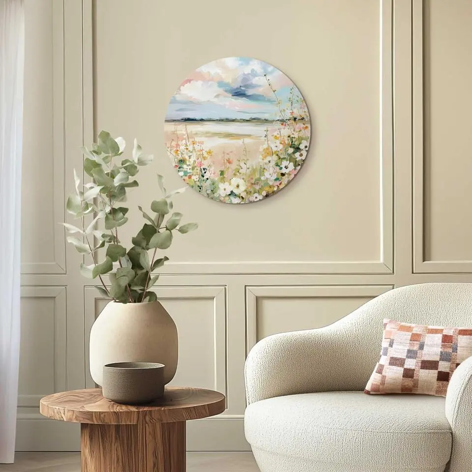 Glasschilderij Lente horizon - &Oslash; 50 - Beige