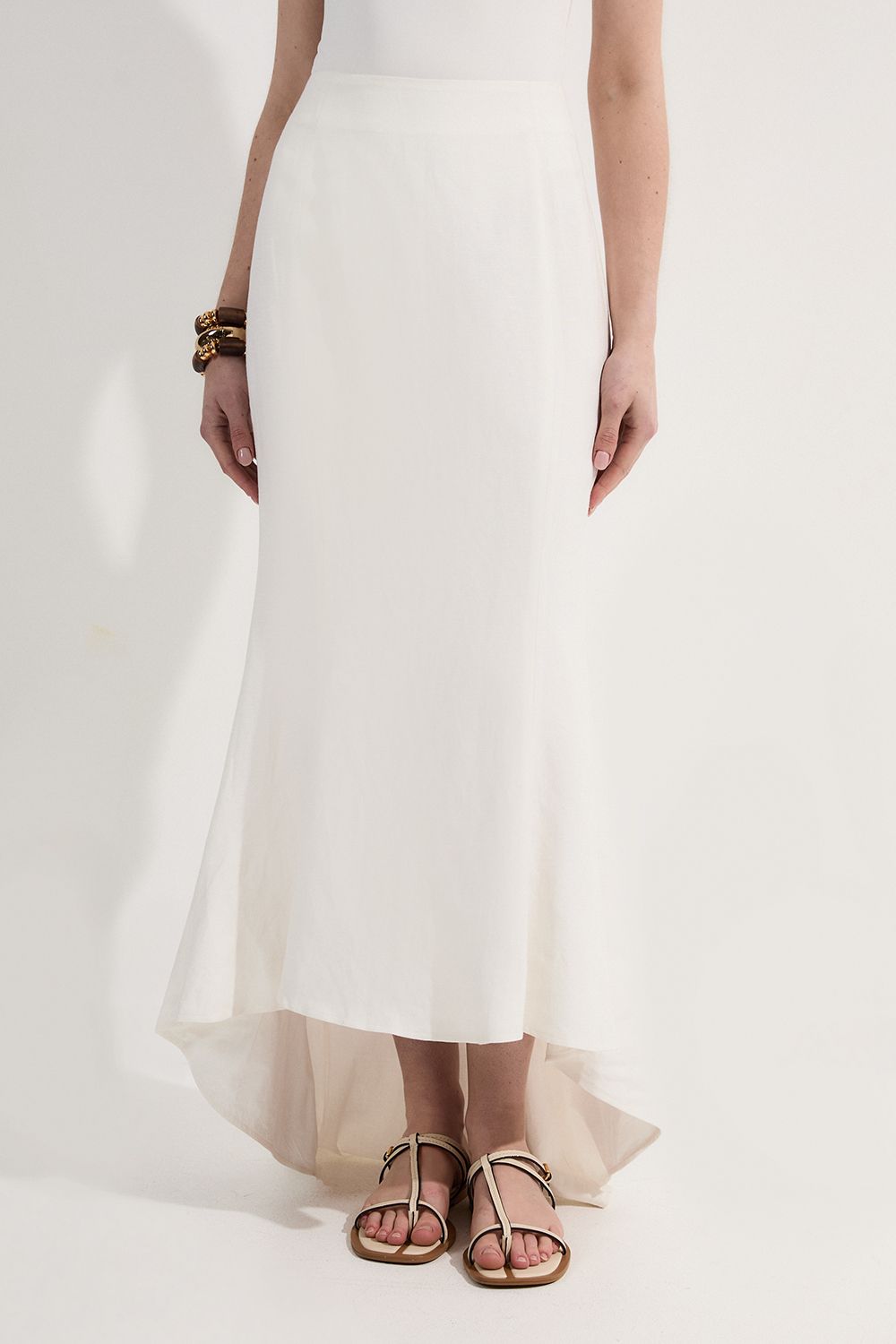 KarenMillen Premium Summer Linen Fishtail Maxi Skirt