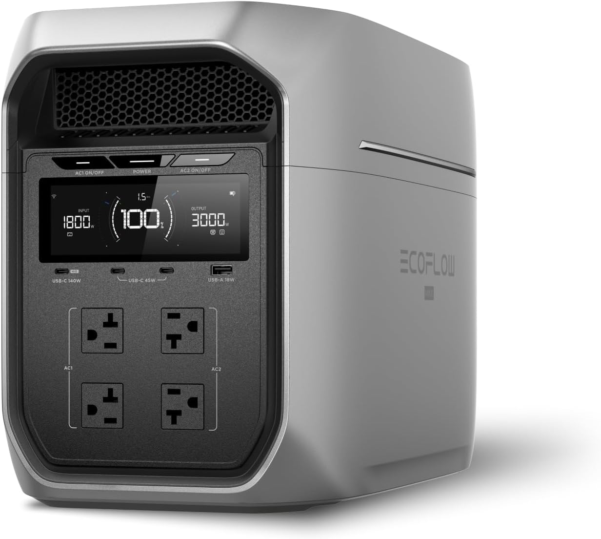 EF ECOFLOW Portable Power Station DELTA 3 Max Plus  2048Wh LiFePO4 Battery  Solar Generator (Solar Panel Optional)  3000W Max Output  Fast 0–80% Recharge in 64mins  Reliable Home Backup & RV Camping