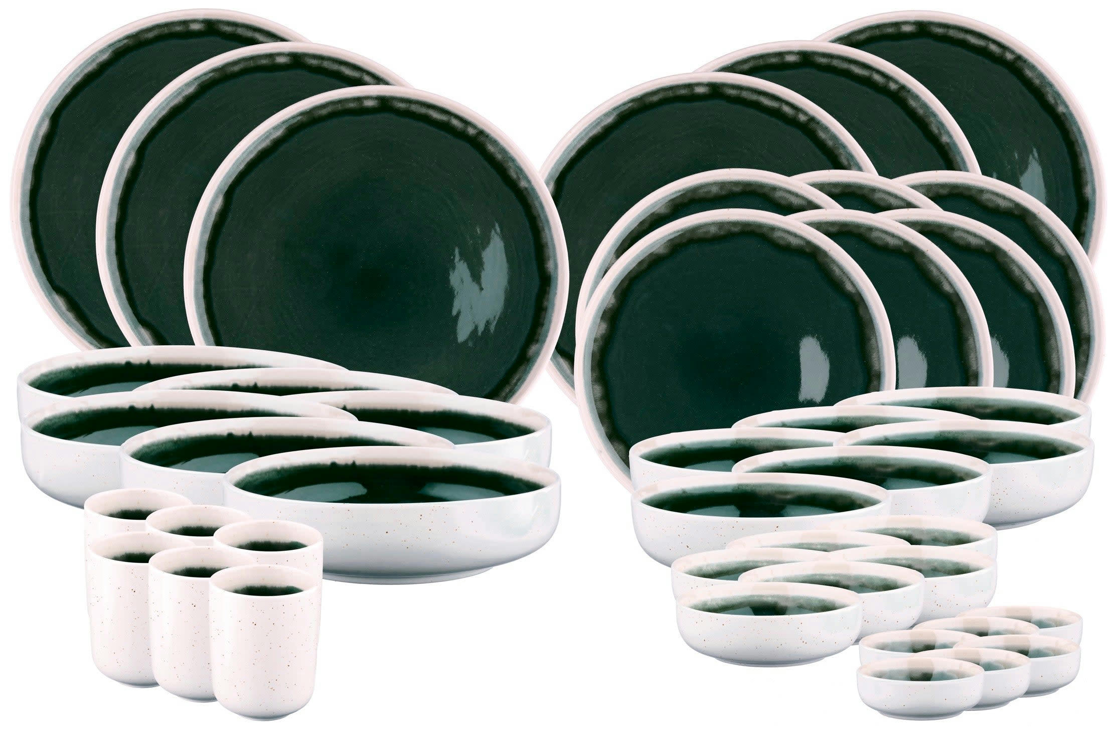 OXYGEN - Set vaisselle 42 pièces en grès gris