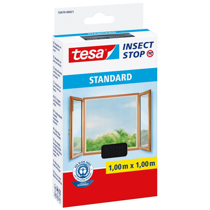 Moustiquaire auto-agrippante standard pour fenêtre Insect Stop anthracite 1,3 x 1,5 m TESA