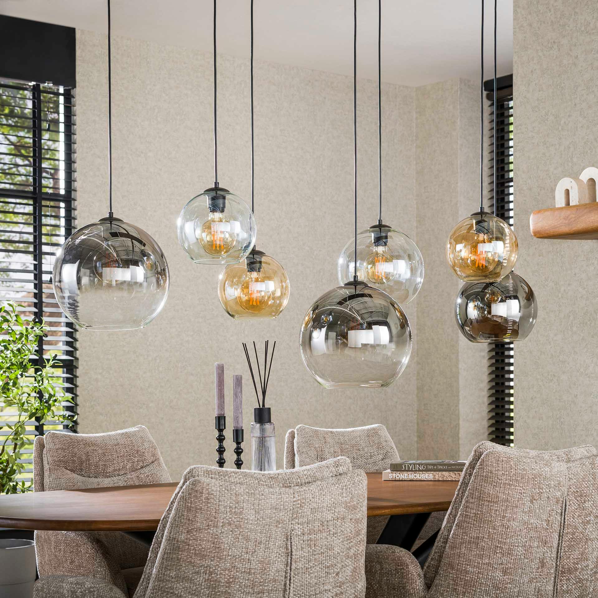 Suspension globe 7 lampes multicolores NOVA
