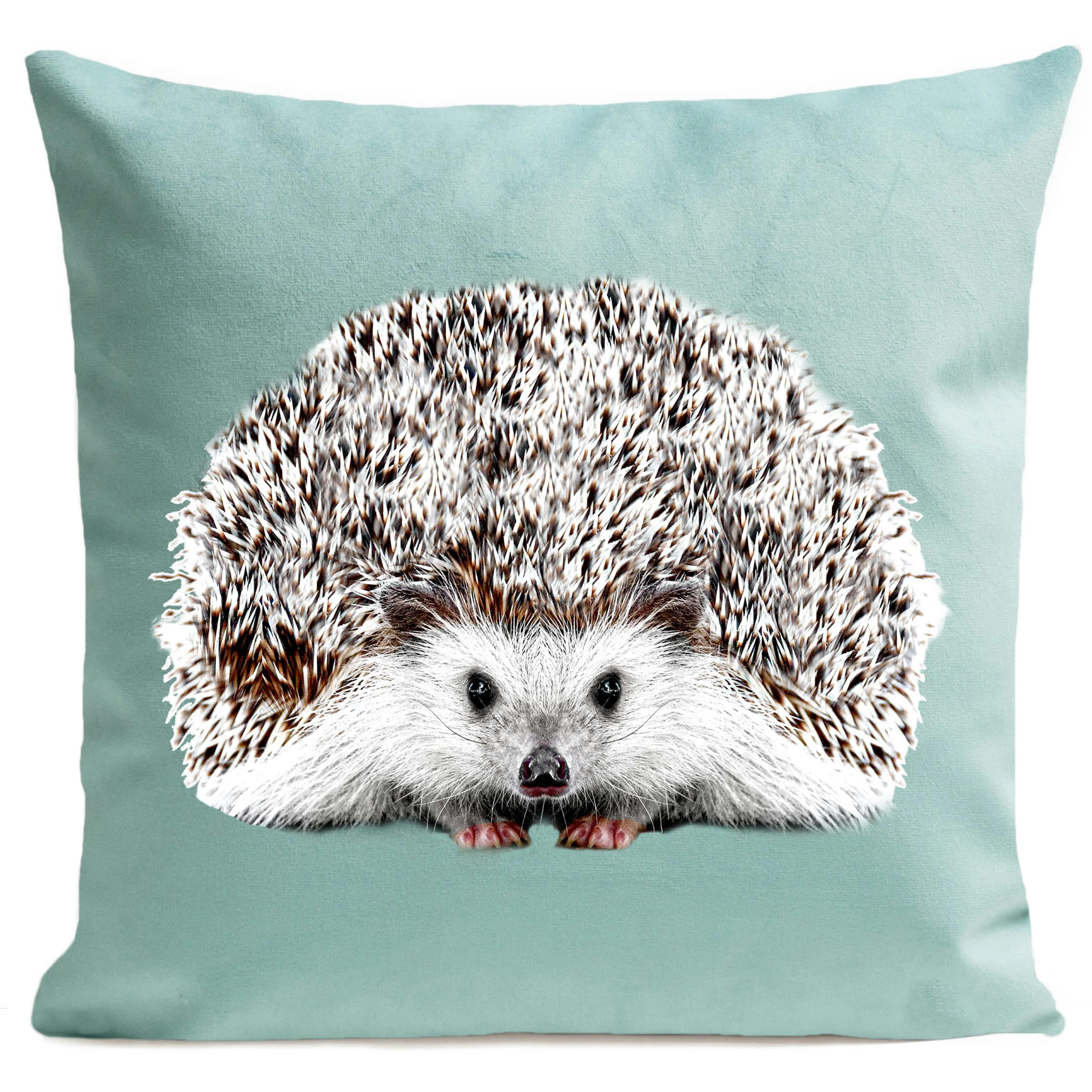 - Coussin campagne hérisson suédine bleu 40x40cm