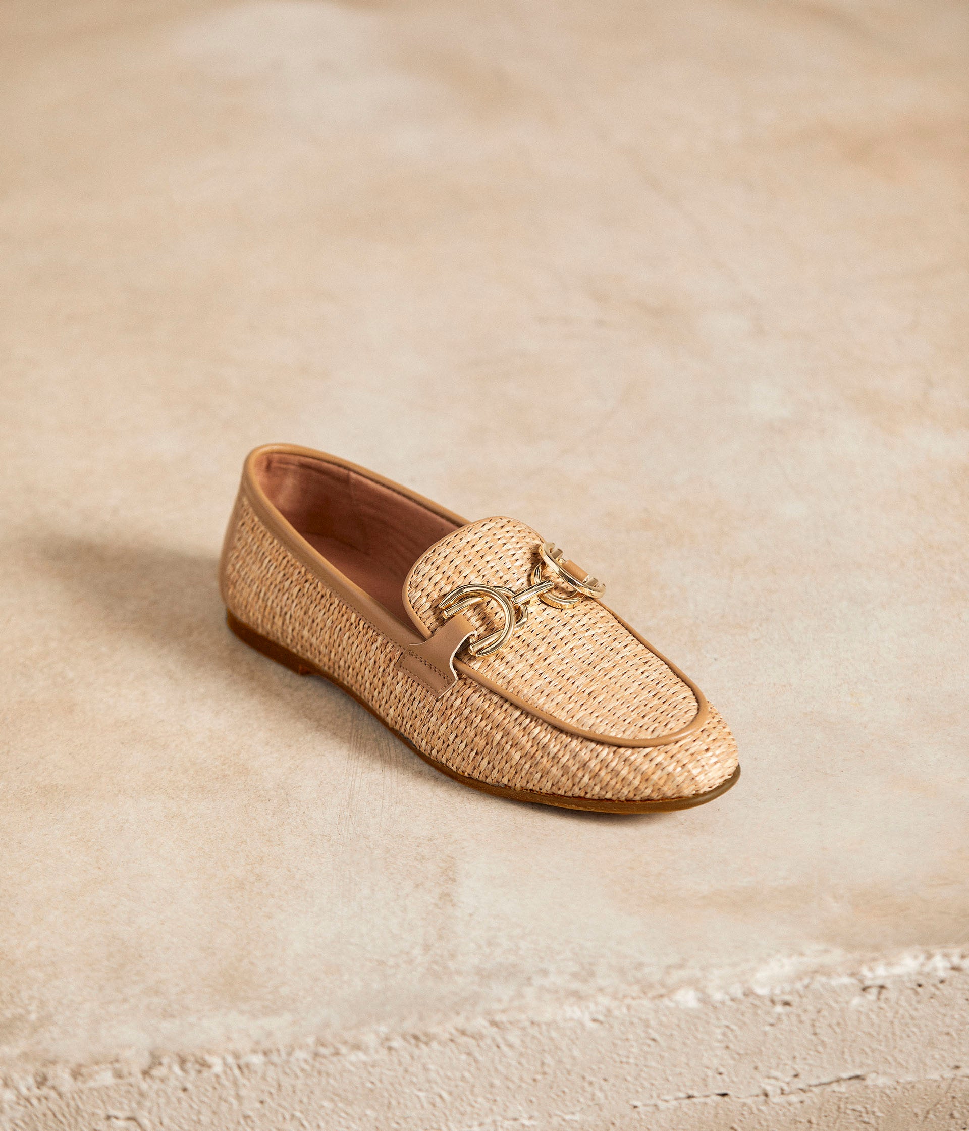 Mocassins beige tressé Phèdre