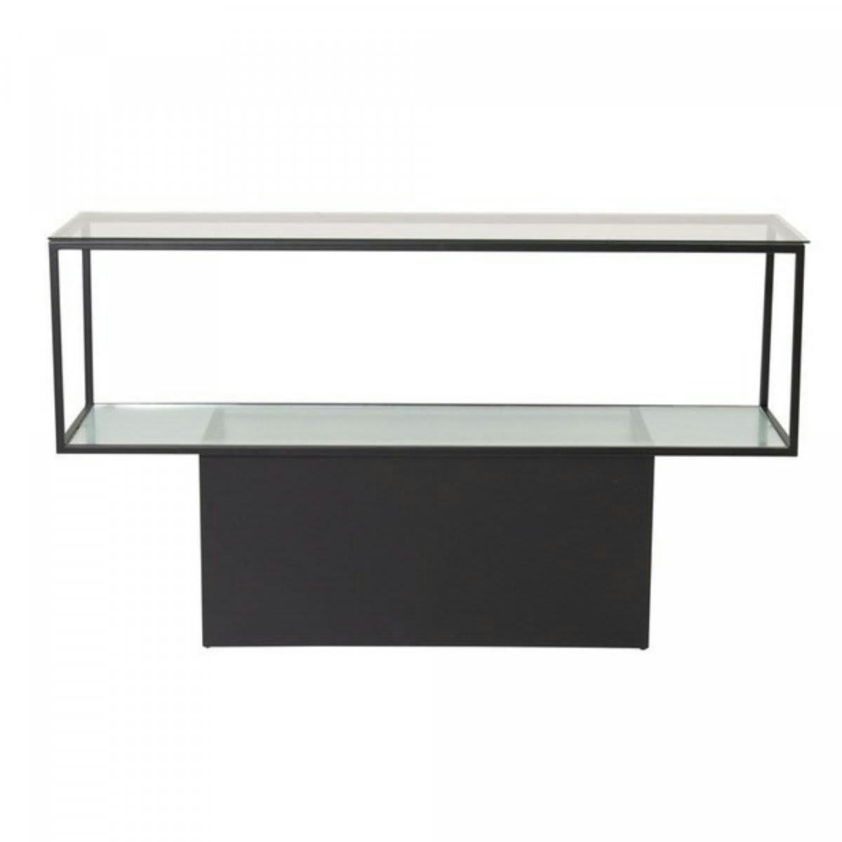 TRACK - Console moderne en verre et métal noir