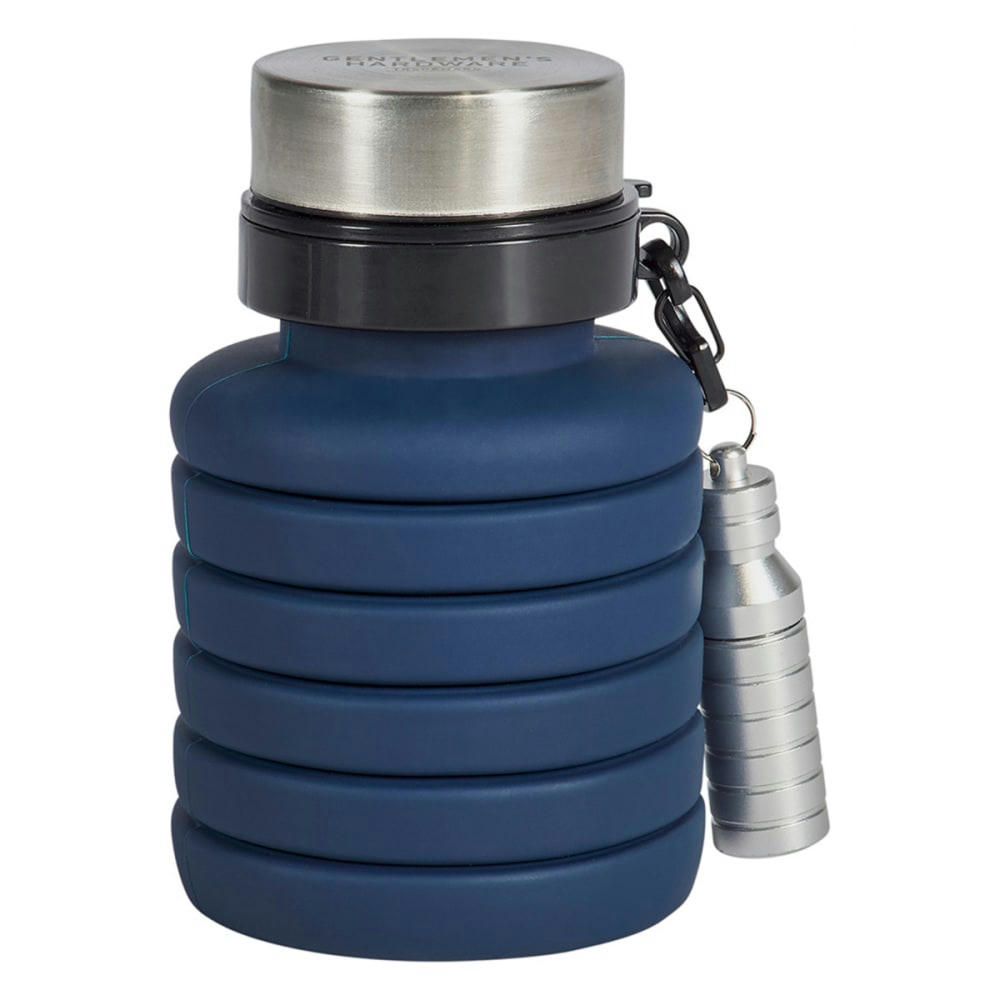 - Gourde pliable et mini lampe de poche 470ml silicone bleu
