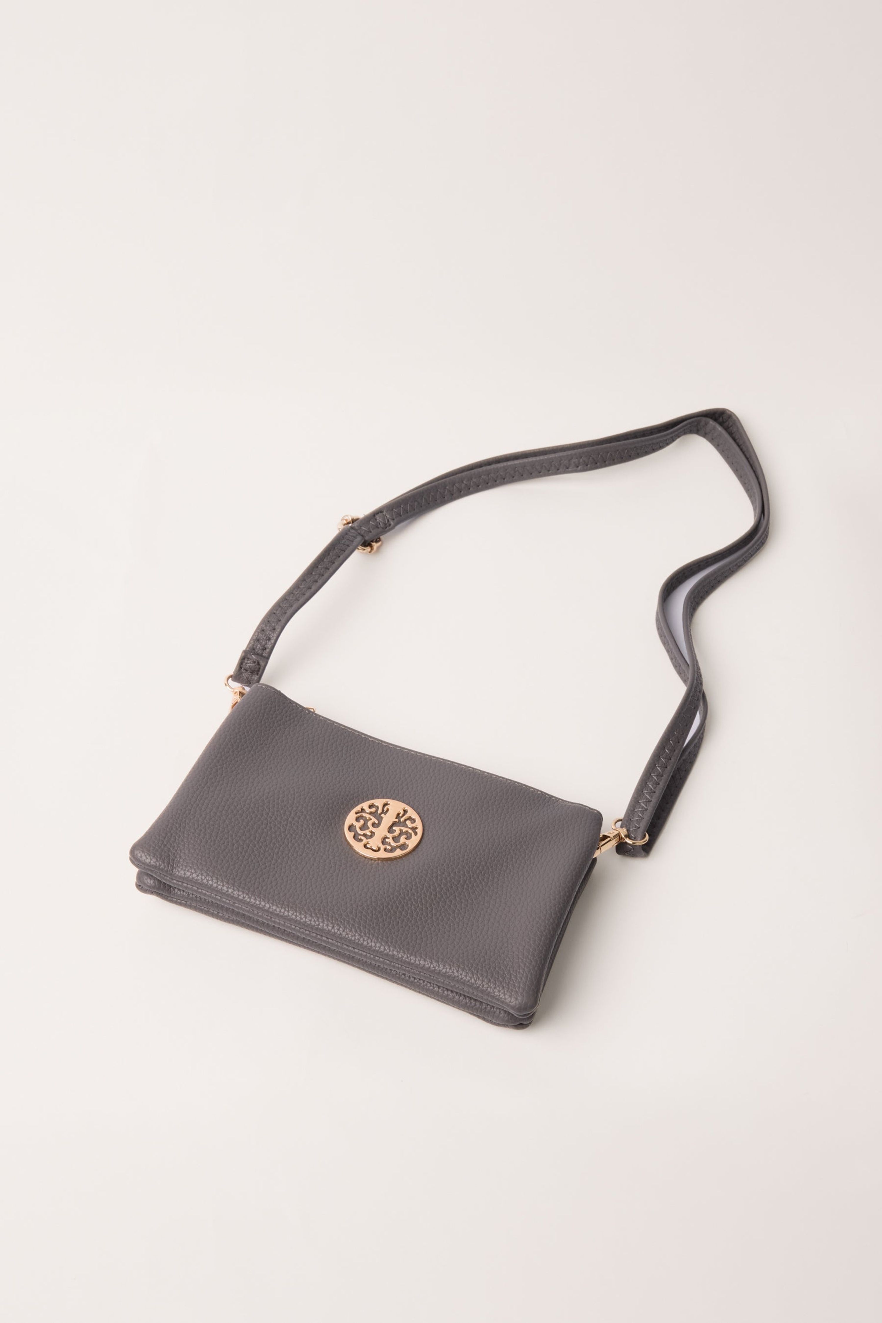 Blue Vanilla Detailed Zip Up Purse With Detachable Strap