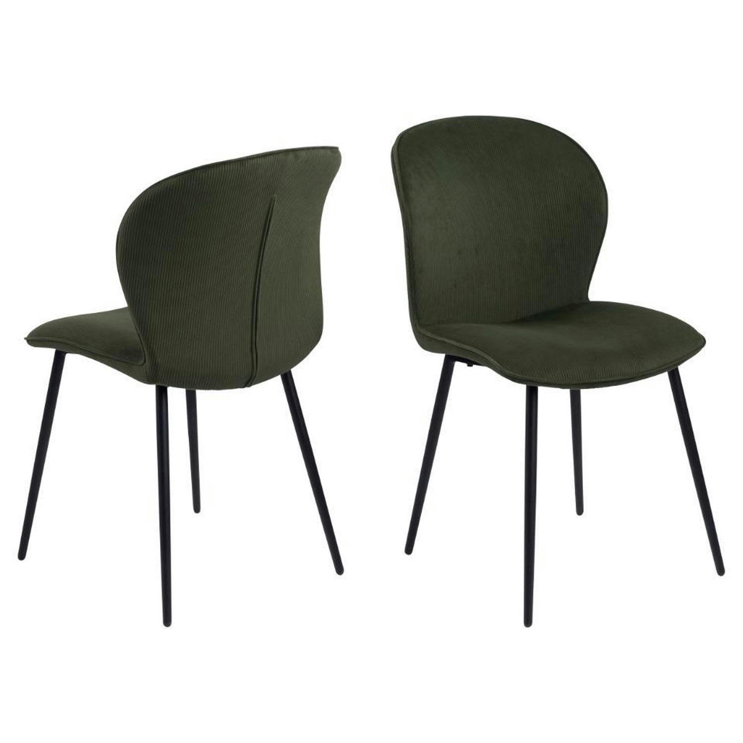 - Lot de 2 chaises de salle à manger lina velours côtelé vert