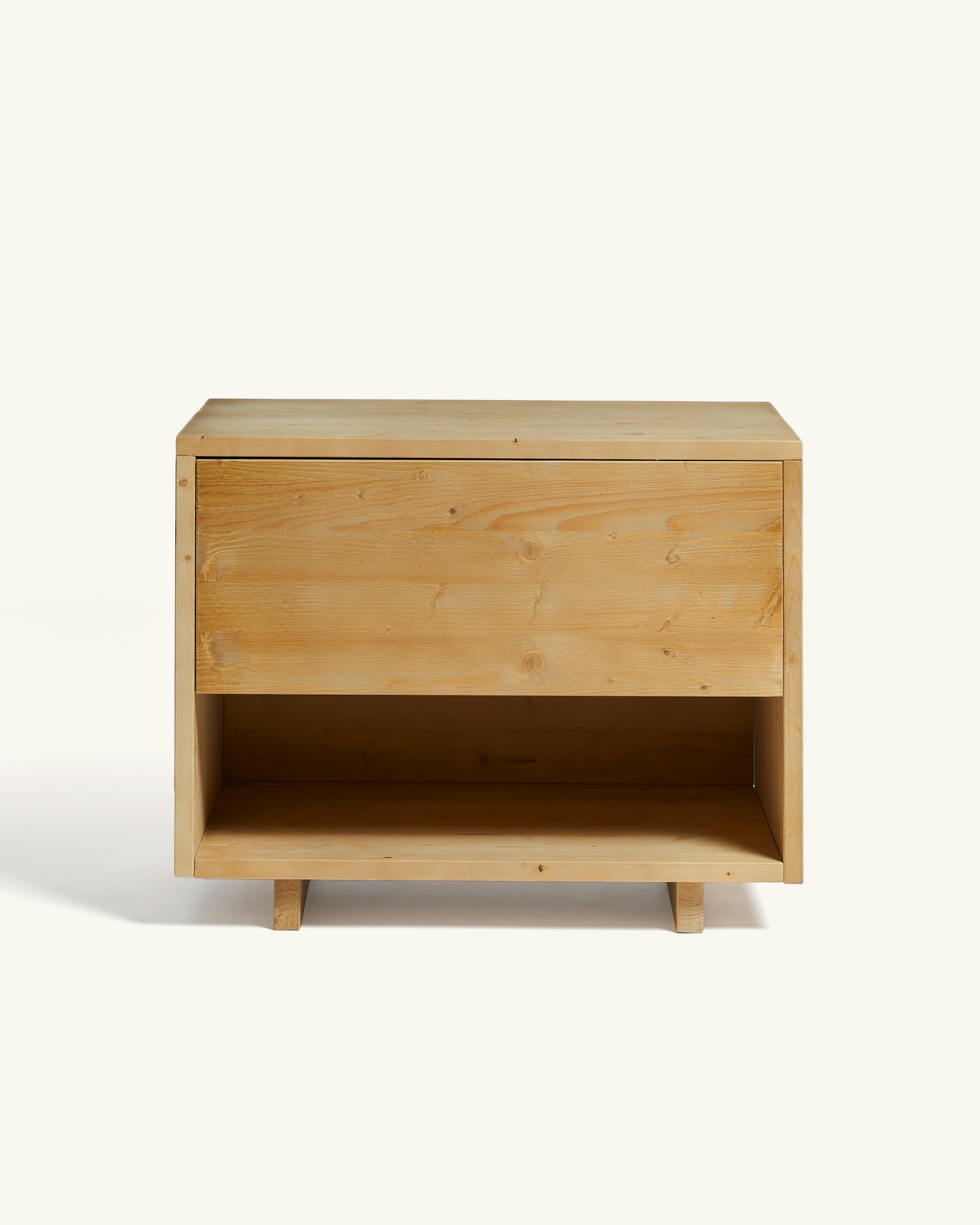 GINA - Table de chevet avec tiroir en bois en couleur marron clair