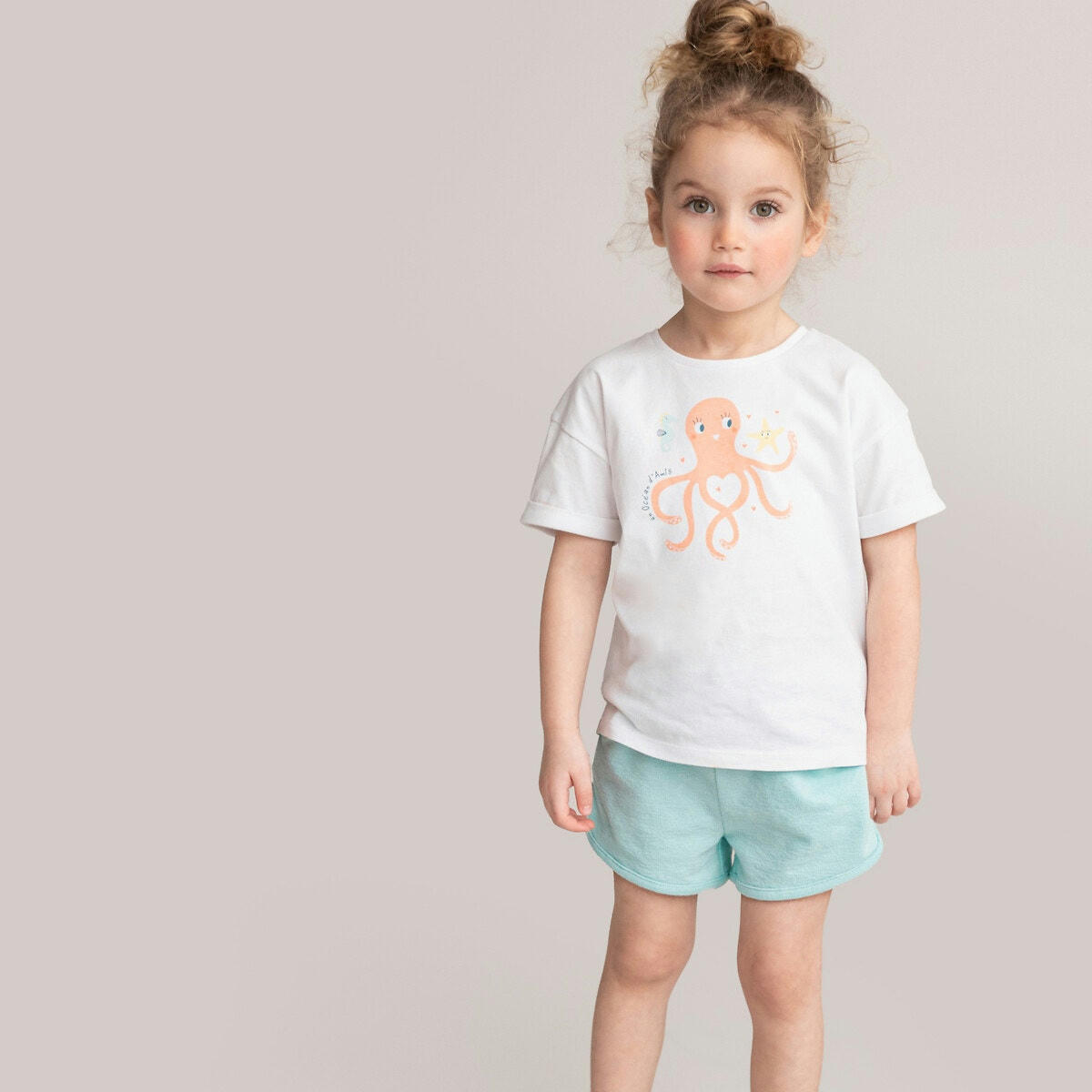 T-shirt col rond, imprimé pieuvre