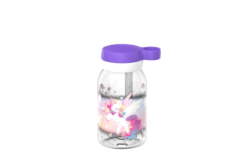 Campus drinkfles met rietje 450 ml - Unicorn Glow