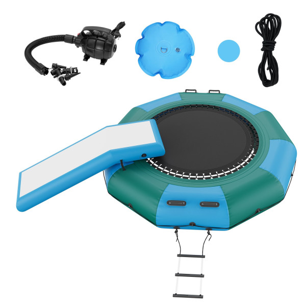 Trampolina wodna dmuchana 3,05 m ze zjeżdżalnią i drabinką, 185 kg, PVC
