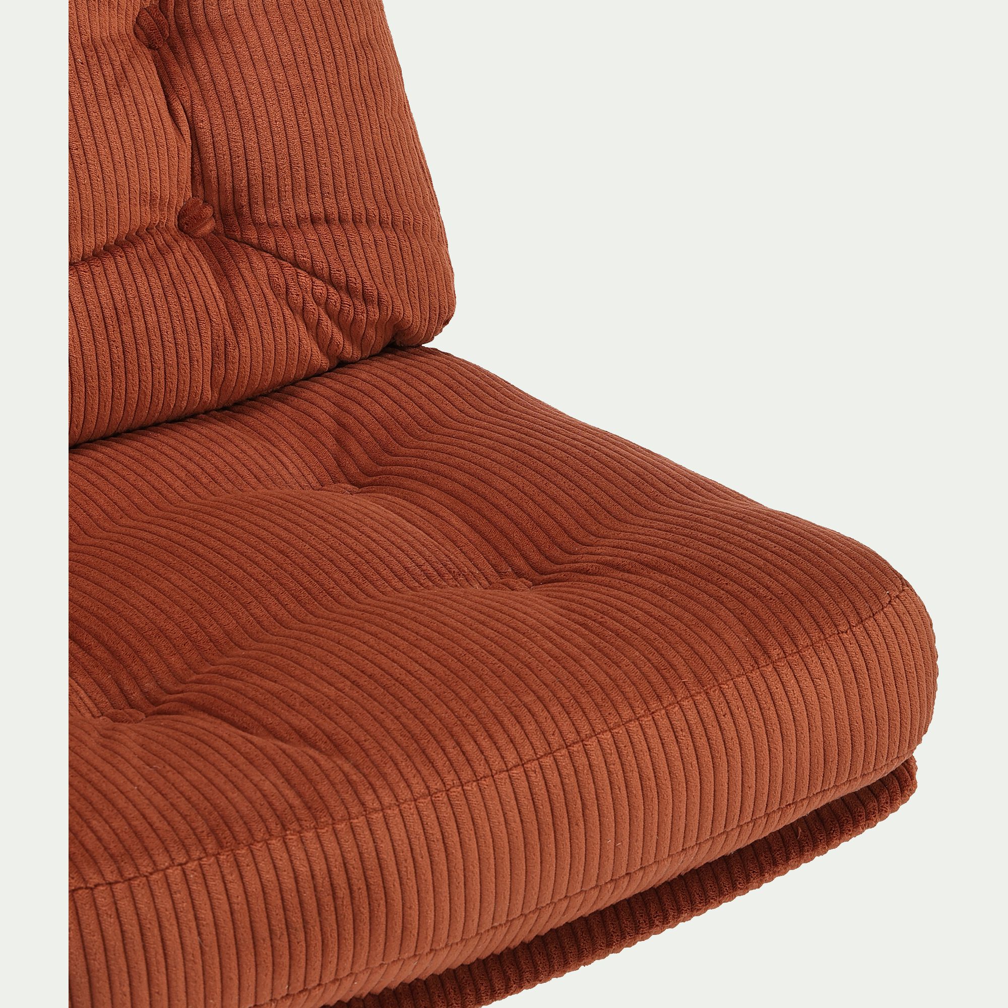 KIARA - Chaise pivotante en velours côtelé et piétement en fer - brun rustrel